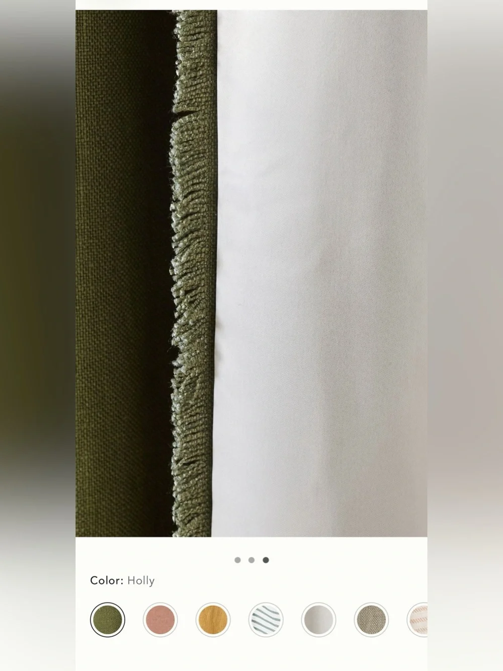 New Anthropologie luxe linen blend blackout curtains Holly green fringe 96 x 50
